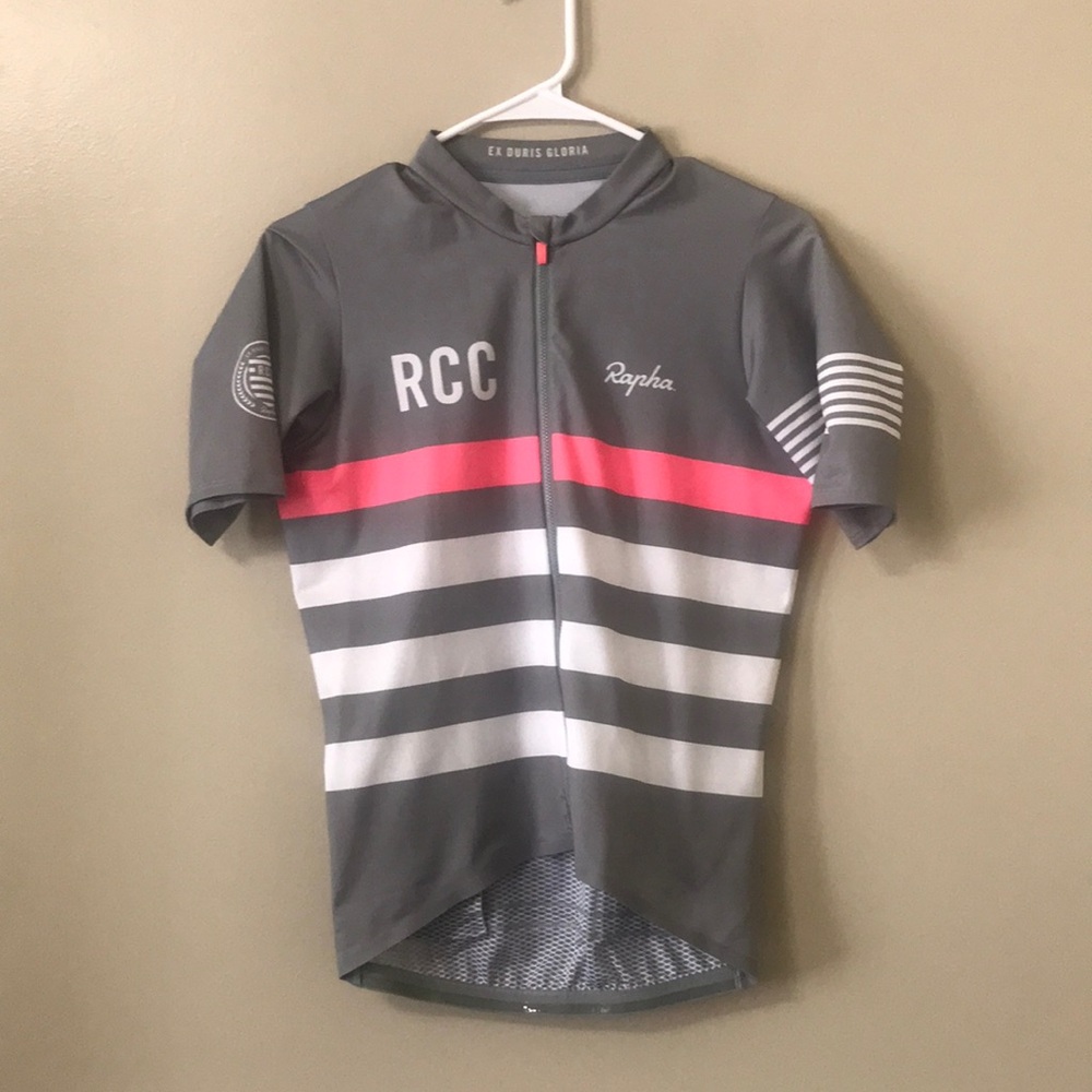 Rapha Pro RCC Ex Duris Gloria Gray & Pink Stripe Jersey